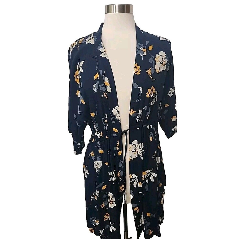 MAURICES Blue Swim Beach Cover Up Womens Size S/M Tie Kimono Robe  Top